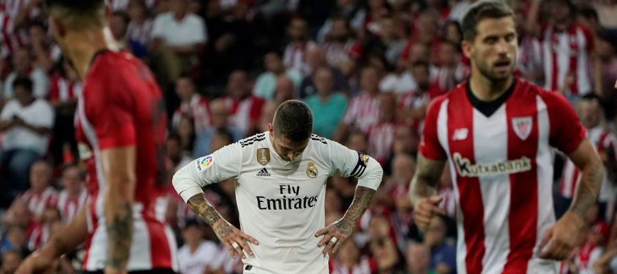 Sergio Ramos, cabizbajo ante el Athletic Sergio Ramos, cabizbajo ante el Athletic