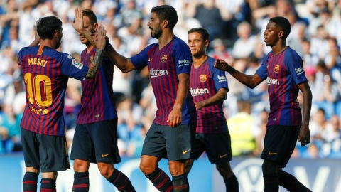 Luis Su&aacute;rez celebra un gol