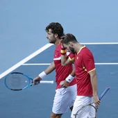 Feliciano López y Marcel Granollers, durante el partido de dobles Feliciano López y Marcel Granollers, durante el partido de dobles