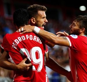 Christian Stuani celebra uno de sus goles al Celta Christian Stuani celebra uno de sus goles al Celta