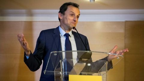 El exministro de Ciencia, Innovaci&oacute;n y Universidades, Pedro Duque, en una rueda de prensa