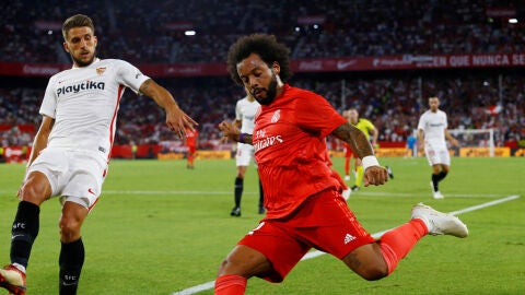 Marcelo, durante el partido contra el Sevilla