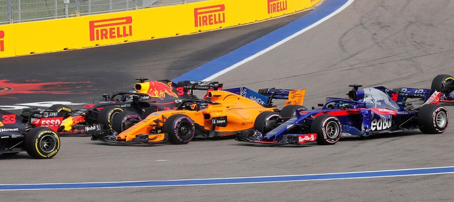 Fernando Alonso, durante el GP de Rusia Fernando Alonso, durante el GP de Rusia