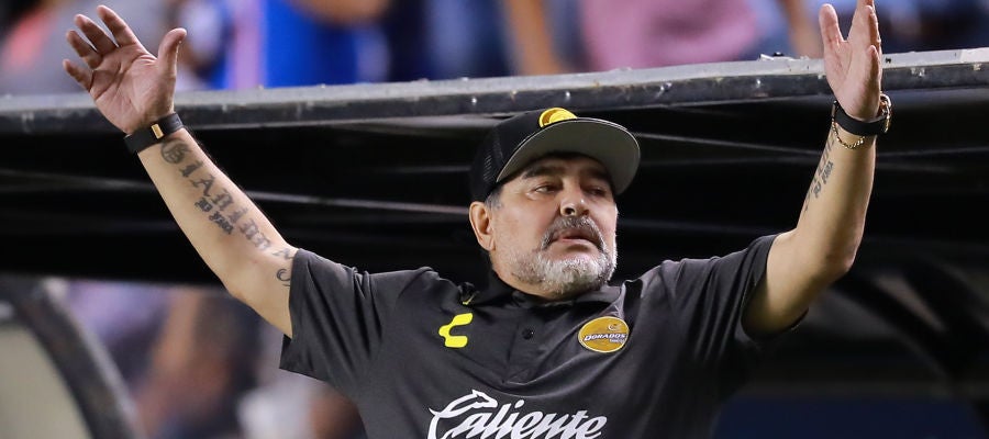 Maradona, durante un partido del Dorados de Sinaloa Maradona, durante un partido del Dorados de Sinaloa