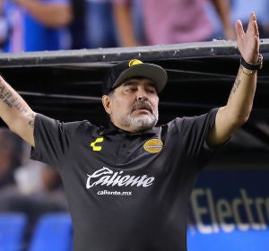 Maradona, durante un partido del Dorados de Sinaloa Maradona, durante un partido del Dorados de Sinaloa