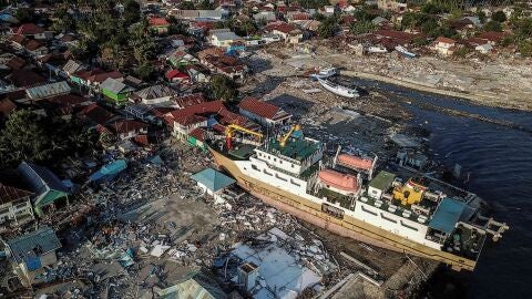 Fotograf&iacute;a a&eacute;rea que muestra los da&ntilde;os causados por el terremoto y tsunami en Wani