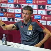 Luis Enrique, en su rueda de prensa en Las Rozas Luis Enrique, en su rueda de prensa en Las Rozas