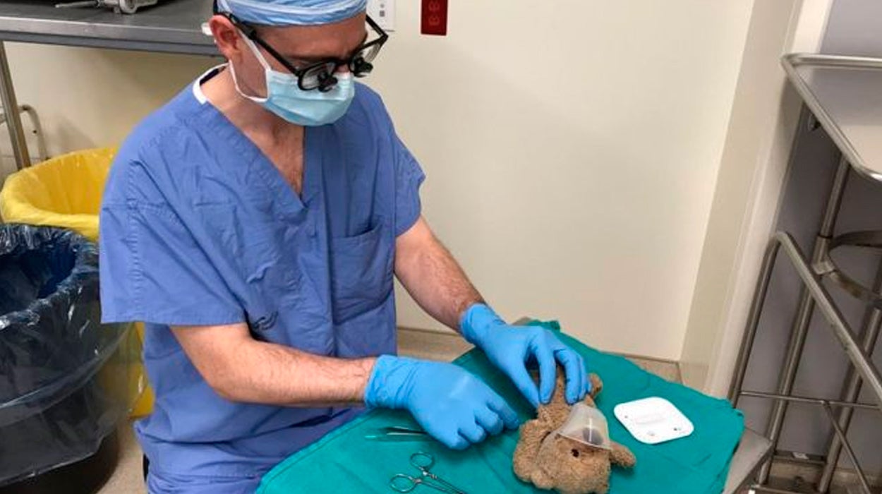 Un cirujano simula operar a un osito de peluche, para que su dueño, de 8 años, se dejara operar Un cirujano simula operar a un osito de peluche, para que su dueño, de 8 años, se dejara operar