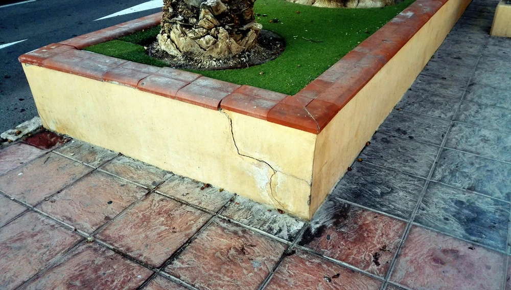 Jardinera rota en la calle Obispo Barrachina de Elche Jardinera rota en la calle Obispo Barrachina de Elche