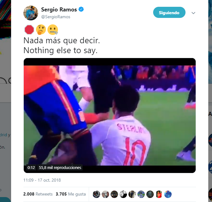 Sergio Ramos 'manda callar' a quienes le acusan de pisar a Sterling: "Nada más que decir" Sergio Ramos 'manda callar' a quienes le acusan de pisar a Sterling: "Nada más que decir"