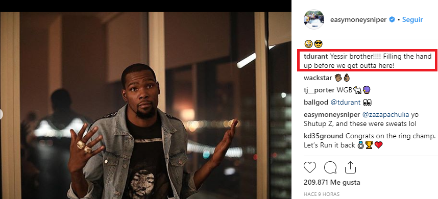 El hermano de Durant alimenta los rumores de su marcha de los Warriors: "Llenando la mano antes de irnos de aquí" El hermano de Durant alimenta los rumores de su marcha de los Warriors: "Llenando la mano antes de irnos de aquí"