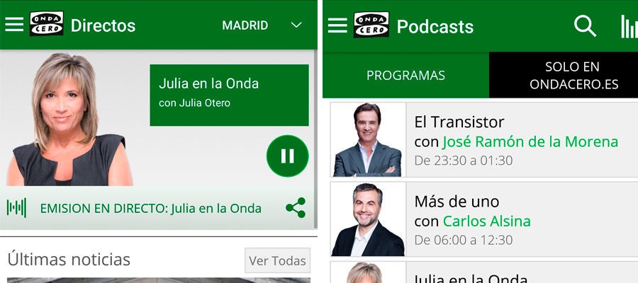 Pantallazos APP Onda Cero Pantallazos APP Onda Cero
