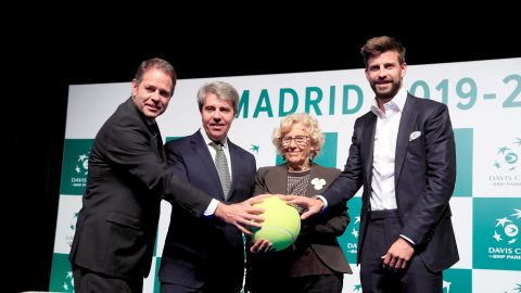 Gerard Piqu&eacute;, en la presentaci&oacute;n de la nueva Copa Davis de Madrid.