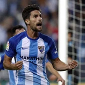 El exfranjiverde Adrián González celebra un gol con la camiseta del Málaga CF. El exfranjiverde Adrián González celebra un gol con la camiseta del Málaga CF.