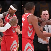Momento de la pelea que tuvo lugar en el Lakers-Rockets Momento de la pelea que tuvo lugar en el Lakers-Rockets