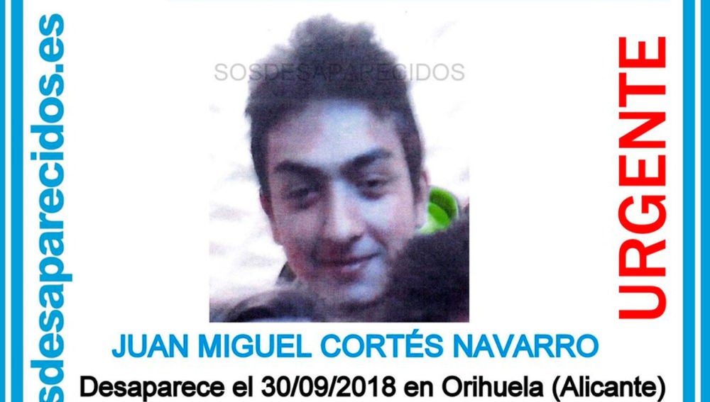 Juan Miguel Cortés Navarro, joven de 18 años desaparecido en Orihuela