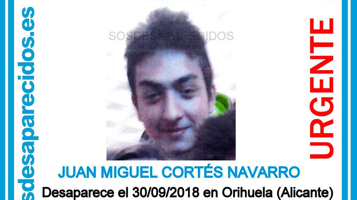 Buscan a un joven de 18 años desaparecido en Orihuela desde el 30 de septiembre Buscan a un joven de 18 años desaparecido en Orihuela desde el 30 de septiembre