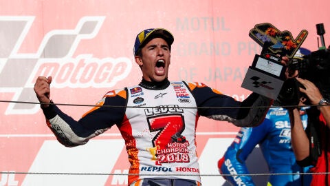 Marc M&aacute;rquez, exultante tras ganar su s&eacute;ptimo mundial