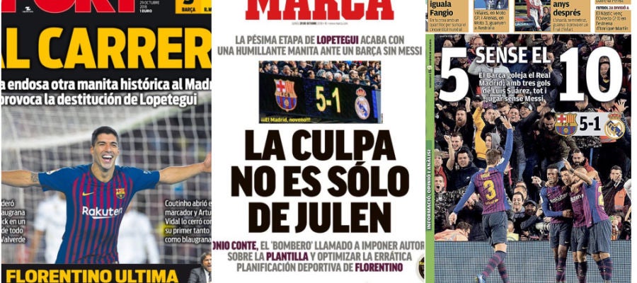 Las portadas del día después del Clásico Las portadas del día después del Clásico