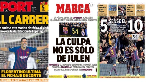 Las portadas del d&iacute;a despu&eacute;s del Cl&aacute;sico