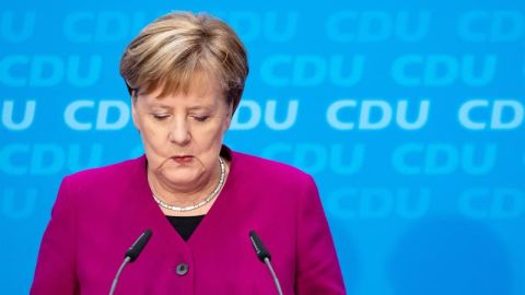 La canciller alemana, Angela Merkel, en rueda de prensa