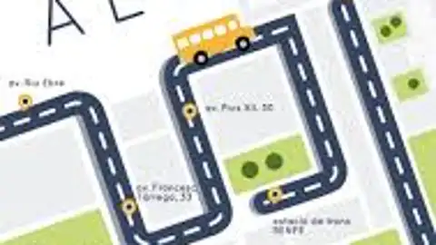 Imatge gràfica del recorregut de l´autobús de Vila-eal a la UJI. A les 7.30h d´aquest matí s´ha posat en marxa el servei d´autobús gratuït per als universitaris de Vila-real.