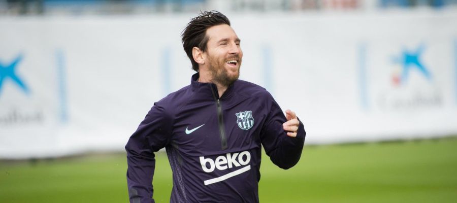 Leo Messi, durante el entrenamiento del Barcelona Leo Messi, durante el entrenamiento del Barcelona