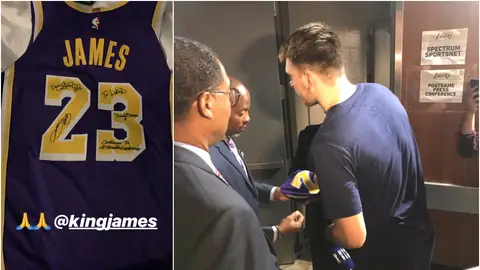 La camiseta de LeBron James firmada por el '23' para Doncic La camiseta de LeBron James firmada por el '23' para Doncic