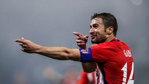 Gabi celebra un gol con el Atl&eacute;tico de Madrid