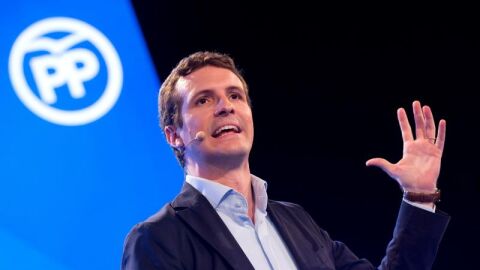El l&iacute;der del PP, Pablo Casado, en un acto en M&aacute;laga