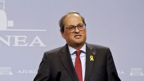 El presidente de la Generalitat, Quim Torra, en rueda de prensa