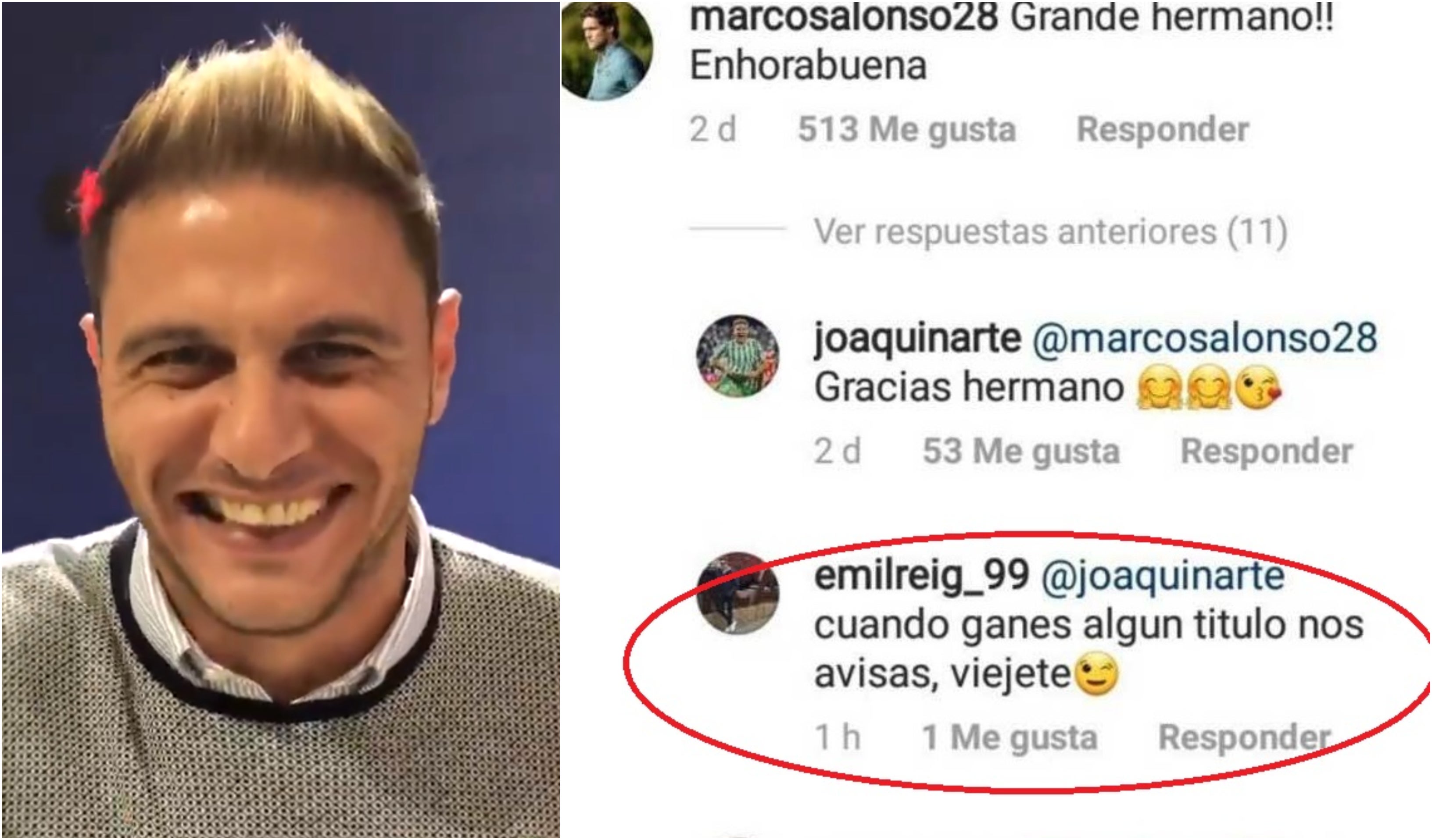 El 'zasca' de Joaquín a un seguidor que le llamó "viejete" en Instagram El 'zasca' de Joaquín a un seguidor que le llamó "viejete" en Instagram