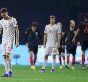 Saúl y Sergi Roberto, cabizbajos en el partido de la Selección Saúl y Sergi Roberto, cabizbajos en el partido de la Selección