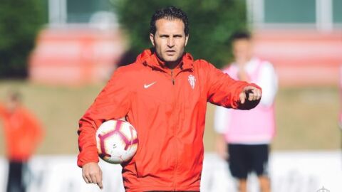 Baraja, durante un entrenamiento con el Sporting de Gij&oacute;n