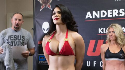 Rachael Ostovich, en un pesaje previo a una pelea