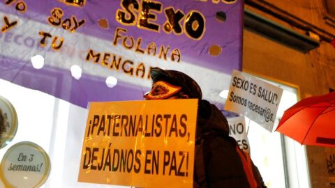 Concentraci&oacute;n convocada por el sindicato de prostitutas OTRAS para exigir sus derechos laborales, en Madrid. 