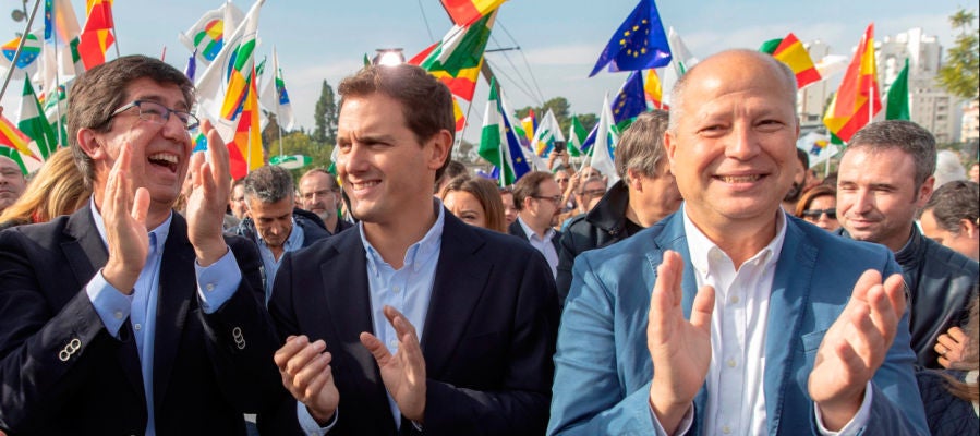 Juan Marín, Albert Rivera y Javier Imbroda Juan Marín, Albert Rivera y Javier Imbroda