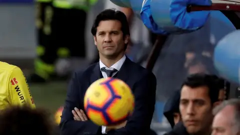 Solari, durante el partido contra el Eibar Solari, durante el partido contra el Eibar