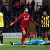Salah celebra su gol contra el Watford