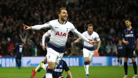 Eriksen celebra su gol con el Tottenham Eriksen celebra su gol con el Tottenham