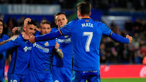 El Getafe celebrando un gol
