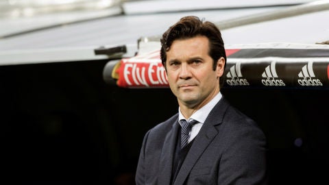 Solari, en un partido del Real Madrid