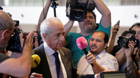 El presidente de River Plate, Rodolfo D'Onofrio, en la sede de la CONMEBOL