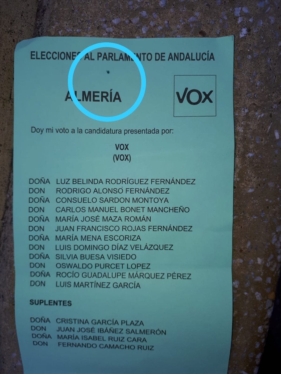 Vox denuncia que pintan sus papeletas "para que el voto sea nulo" Vox denuncia que pintan sus papeletas "para que el voto sea nulo"
