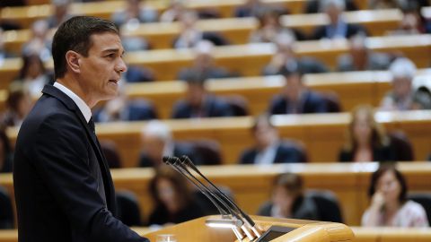 El presidente del Gobierno, Pedro S&aacute;nchez , durante su comparecencia en sesi&oacute;n plenaria del Senado.
