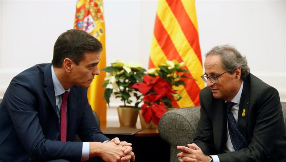 Imagen de archivo de una reunión entre Pedro Sánchez y Quim Torra