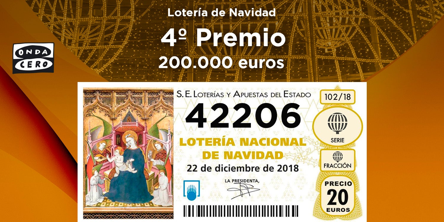 El 42206, primer cuarto premio de la Lotería de Navidad El 42206, primer cuarto premio de la Lotería de Navidad