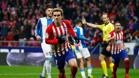 Griezmann celebra su gol contra el Espanyol
