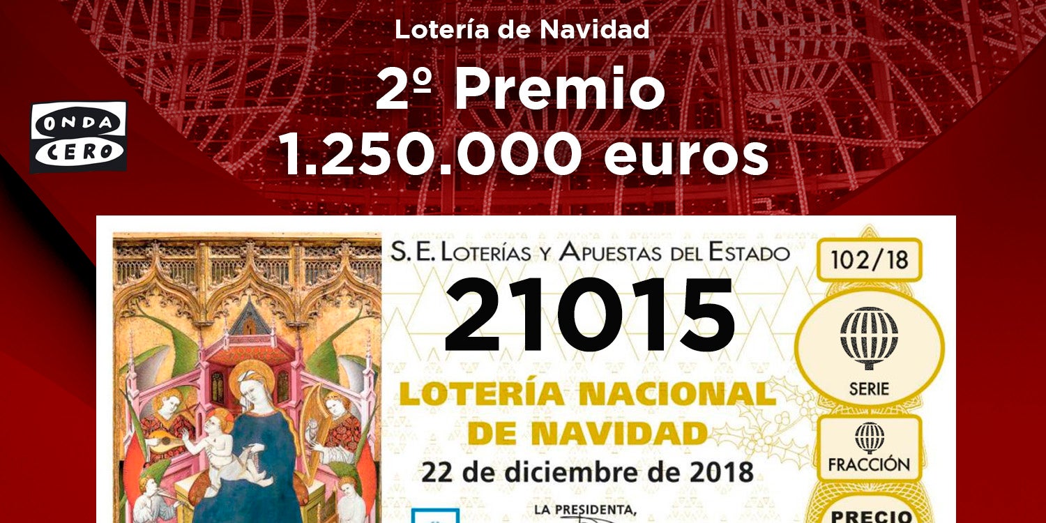 El 21015, segundo premio de la Lotería de Navidad El 21015, segundo premio de la Lotería de Navidad