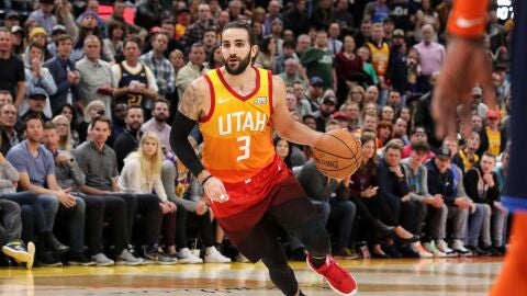 Ricky Rubio, en acci&oacute;n contra los Thunder
